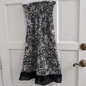 Halo Black and White Strapless Floral Dress